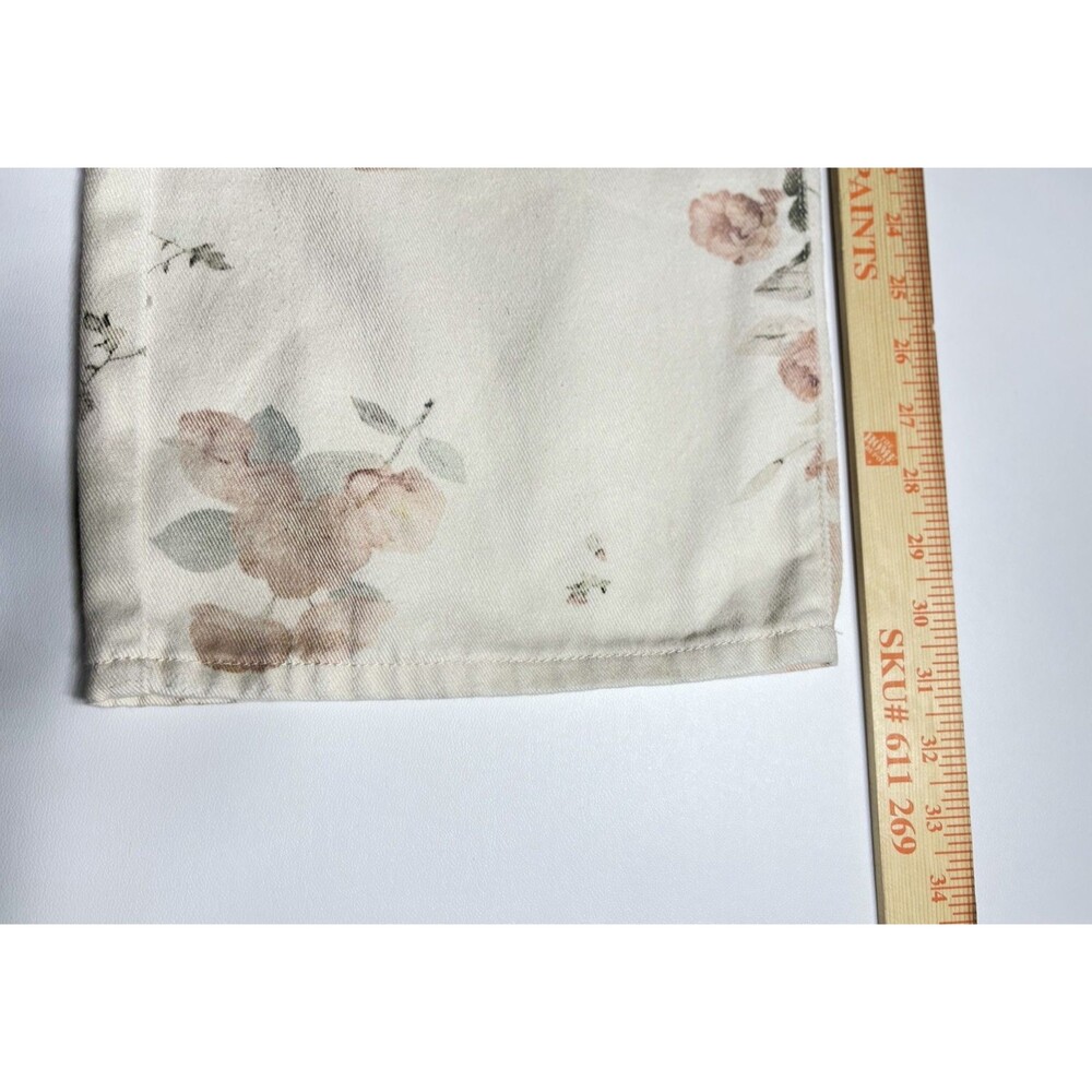 CALI 1850 Wide Leg Jeans Pants FLORAL IVORY Size 1/25 - Picture 5 of 8